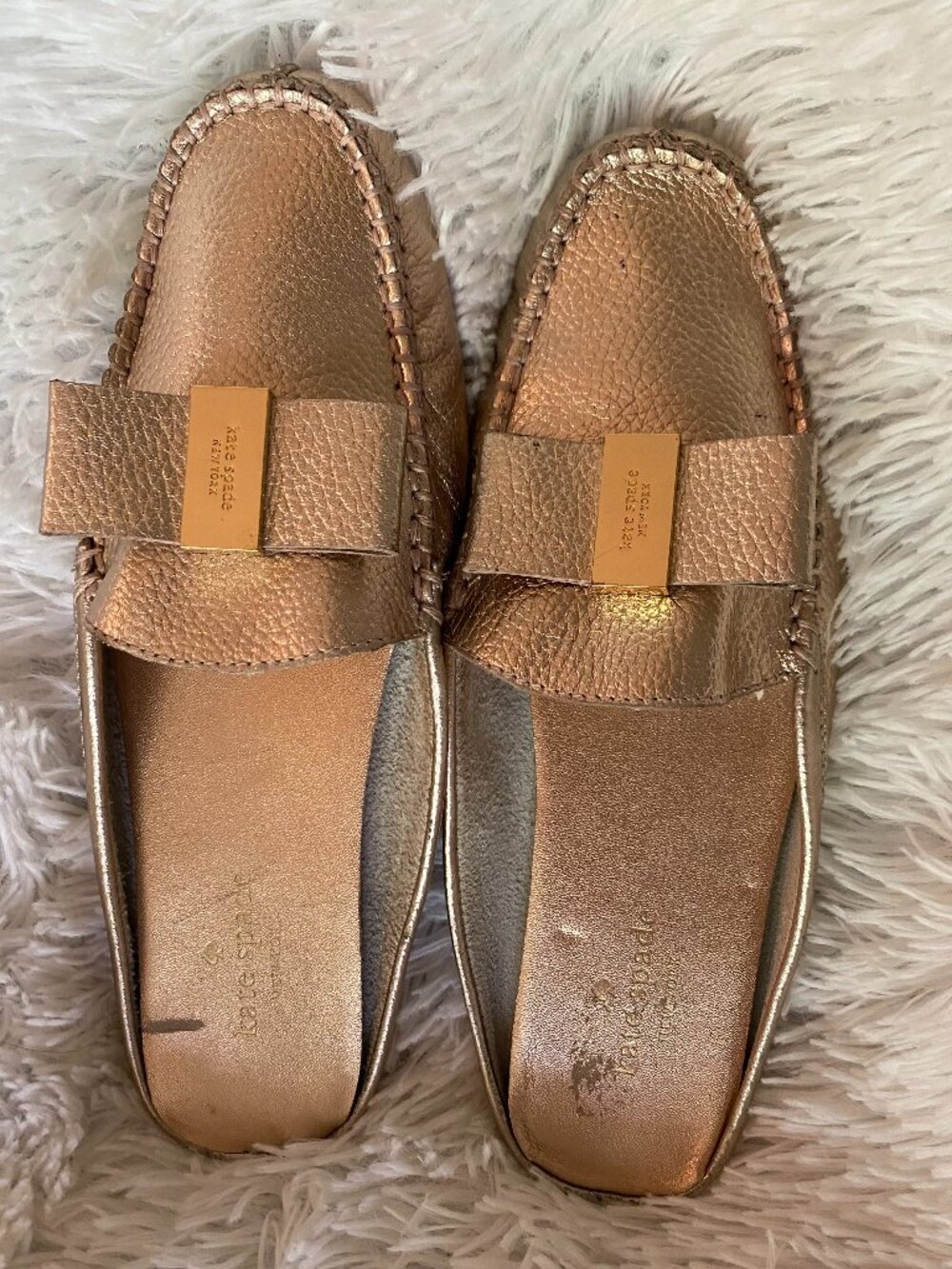KATE SPADE New York - Gold Leather Mule Shoe Slide Loafer Womens 6.5